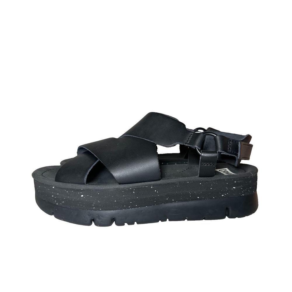 CAMPER Women's 7.5 EU 38 Oruga Up Black Leather Chunky Sandals Gorpcore Granola